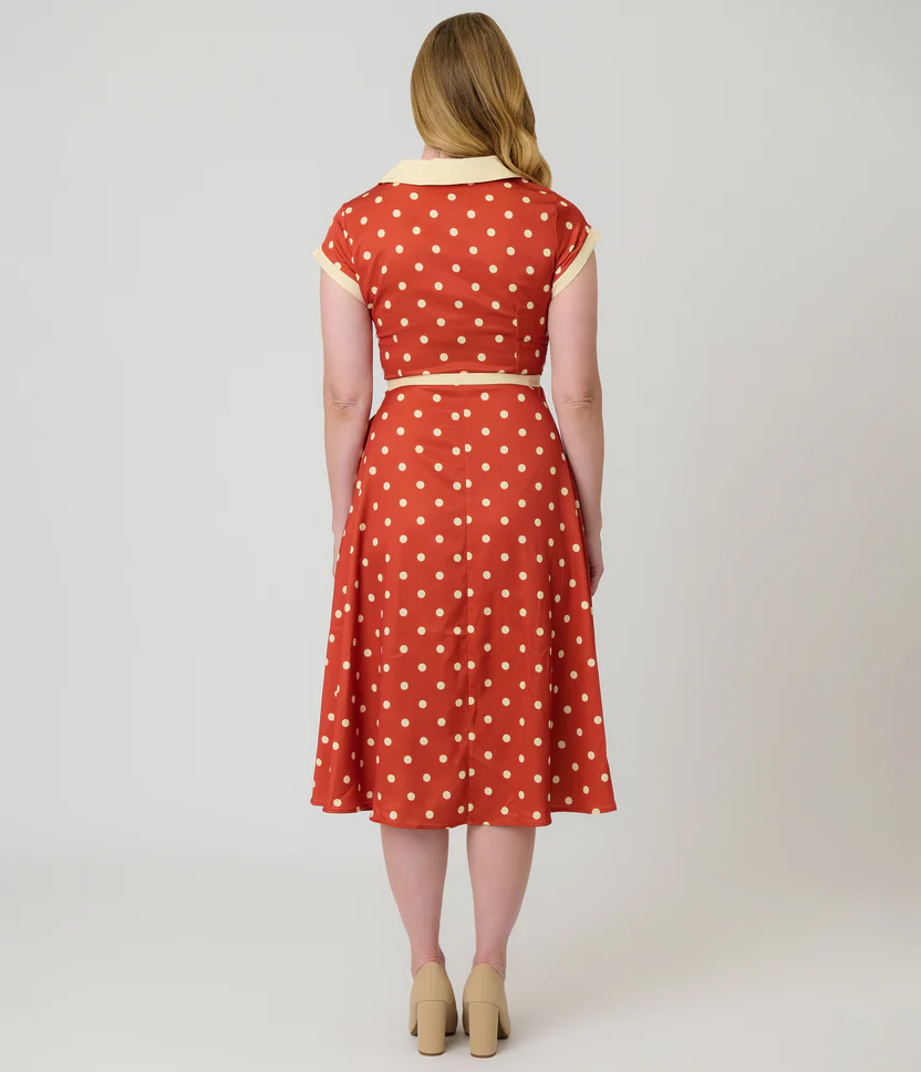 Rust Red Polka Dot Swing Dress