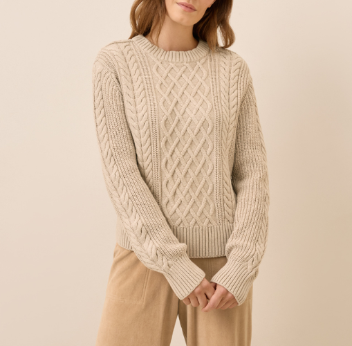 Organic Luxe Knit Cable Crew Sweater
