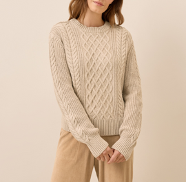 Organic Luxe Knit Cable Crew Sweater