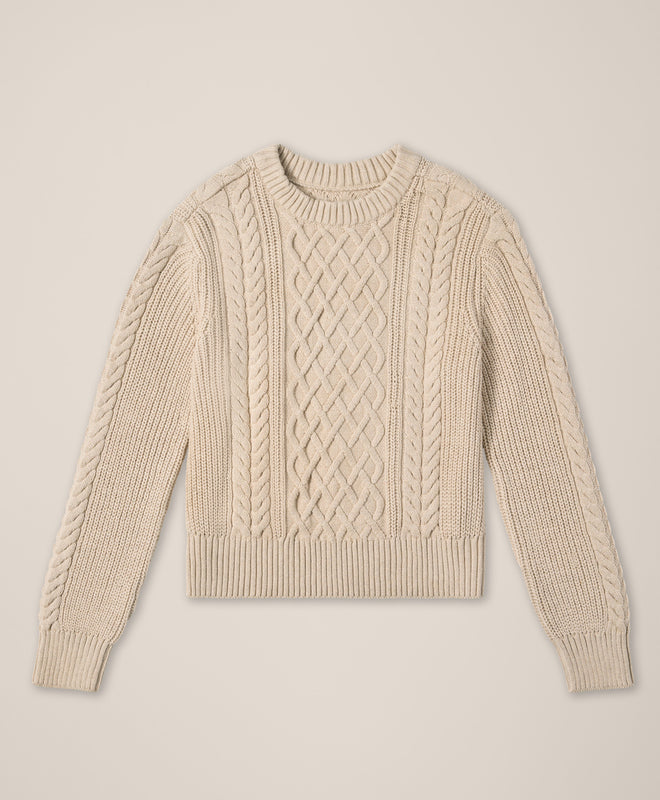Organic Luxe Knit Cable Crew Sweater